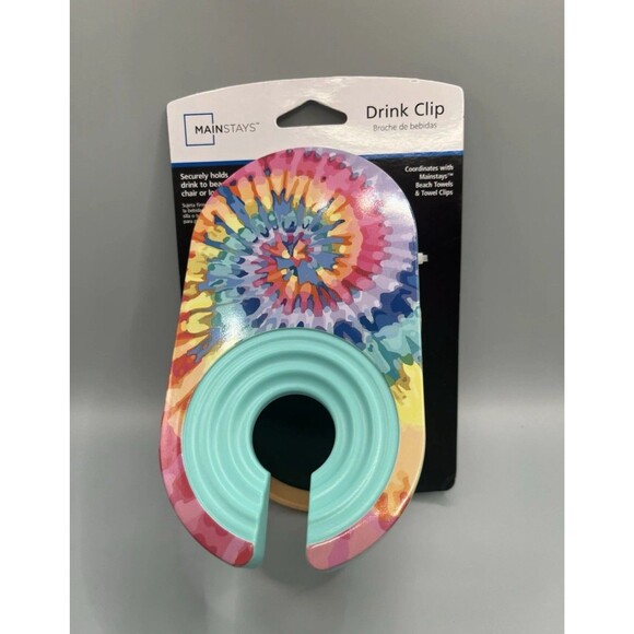 Tie Dye Drink Holder Clip for Beach Lounge Chair Tie Dye Cup Holder Lounger NEW - Picture 1 of 8